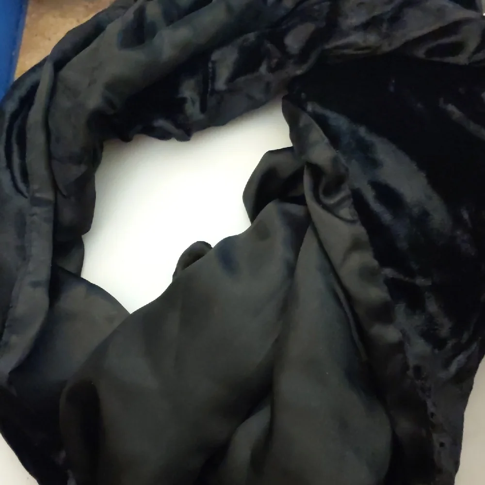 Black crushed velvet Women's Scarf with silky lining whimsigoth glamour dramatic